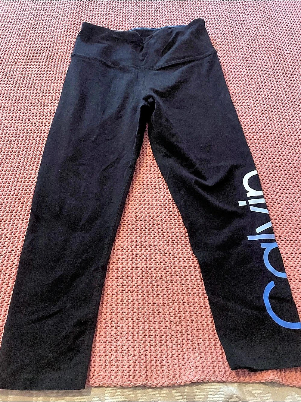 Calvin Klein Performance Logo Leggings Black & Blue Small